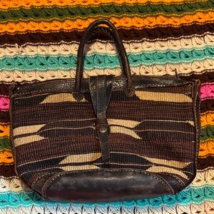 Elegant Woven Tote Bag in Brown and Black